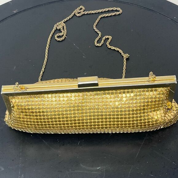 La Regale Chain Gold Sequin Bling Evening Gala Bag Vintage - Picture 5 of 10